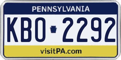 PA license plate KBO2292