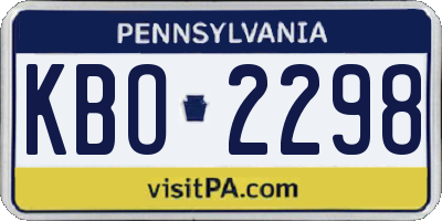 PA license plate KBO2298