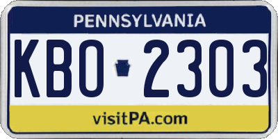 PA license plate KBO2303
