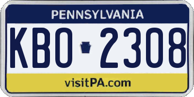 PA license plate KBO2308