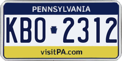 PA license plate KBO2312
