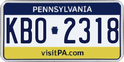 PA license plate KBO2318