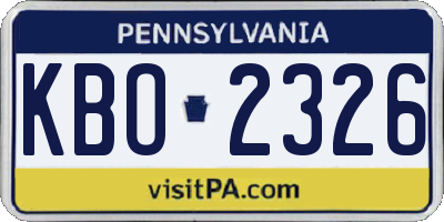 PA license plate KBO2326