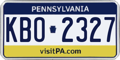 PA license plate KBO2327