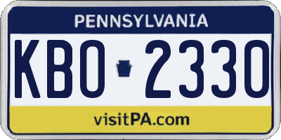 PA license plate KBO2330
