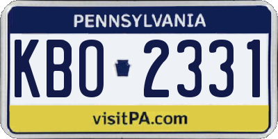 PA license plate KBO2331