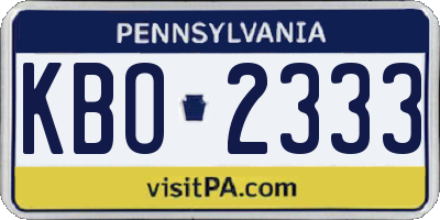 PA license plate KBO2333