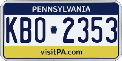 PA license plate KBO2353
