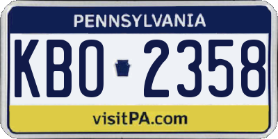 PA license plate KBO2358