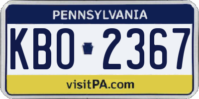 PA license plate KBO2367