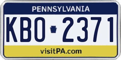 PA license plate KBO2371