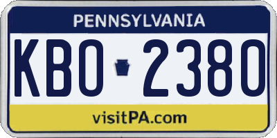 PA license plate KBO2380