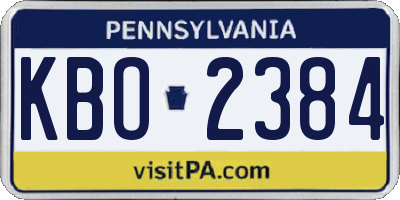 PA license plate KBO2384