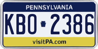 PA license plate KBO2386