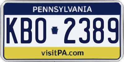 PA license plate KBO2389
