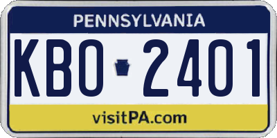 PA license plate KBO2401