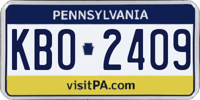 PA license plate KBO2409