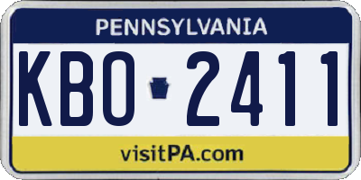 PA license plate KBO2411