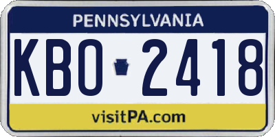 PA license plate KBO2418