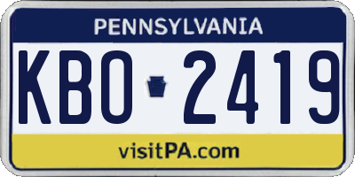 PA license plate KBO2419