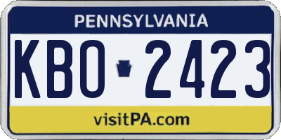 PA license plate KBO2423