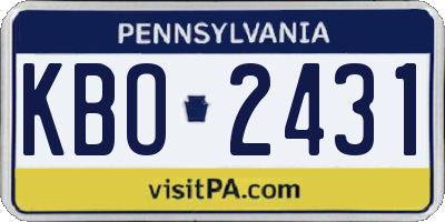 PA license plate KBO2431