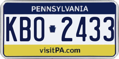 PA license plate KBO2433