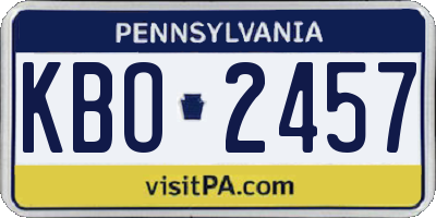 PA license plate KBO2457