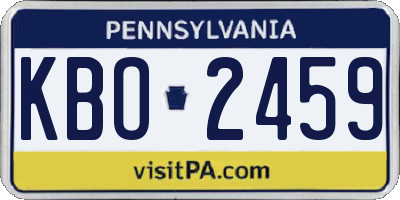 PA license plate KBO2459