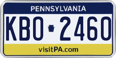 PA license plate KBO2460