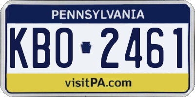 PA license plate KBO2461