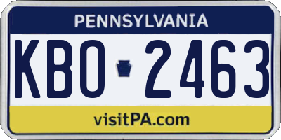 PA license plate KBO2463
