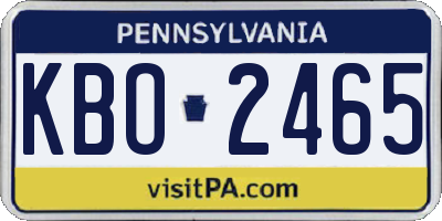 PA license plate KBO2465