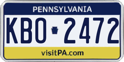PA license plate KBO2472