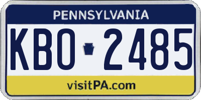PA license plate KBO2485