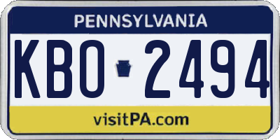PA license plate KBO2494