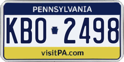 PA license plate KBO2498