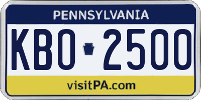 PA license plate KBO2500