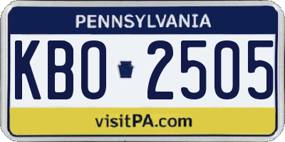 PA license plate KBO2505