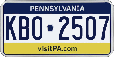 PA license plate KBO2507