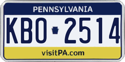 PA license plate KBO2514