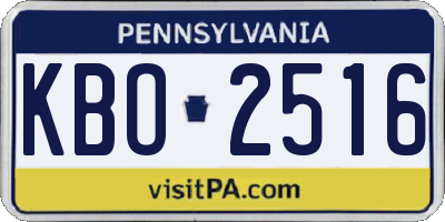 PA license plate KBO2516