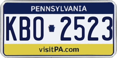 PA license plate KBO2523
