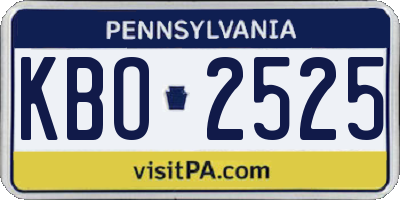 PA license plate KBO2525