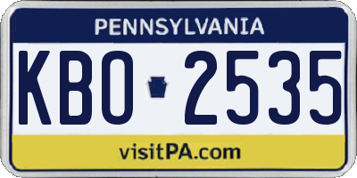 PA license plate KBO2535