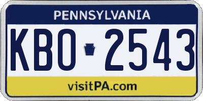 PA license plate KBO2543