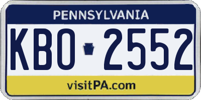 PA license plate KBO2552