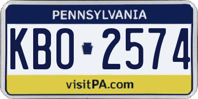 PA license plate KBO2574