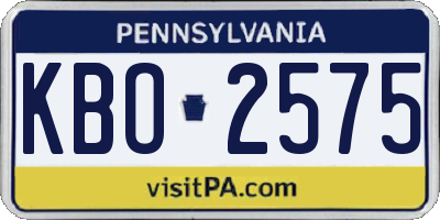 PA license plate KBO2575