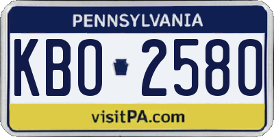 PA license plate KBO2580